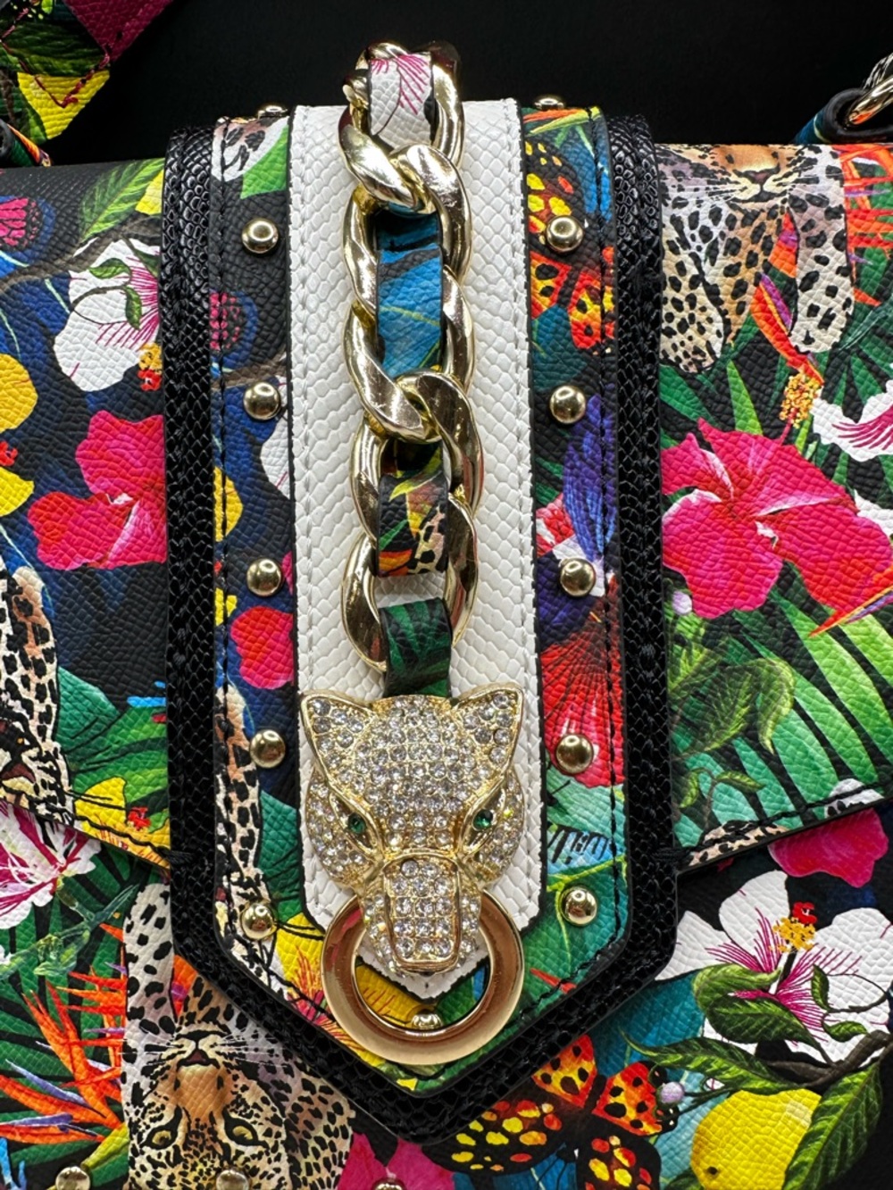 Aldo Tropical Floral Top-Handle Satchel - Multicolor w/removable crossbody - Picture 2 of 14